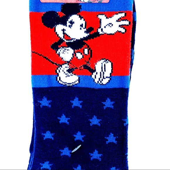 🆕 Disney Mickey Mouse Red White Blue Crew Socks - Picture 4 of 7